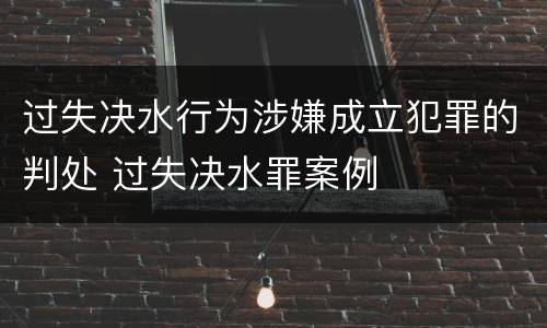 过失决水行为涉嫌成立犯罪的判处 过失决水罪案例