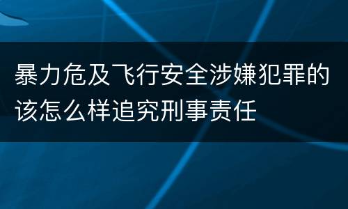 暴力危及飞行安全涉嫌犯罪的该怎么样追究刑事责任