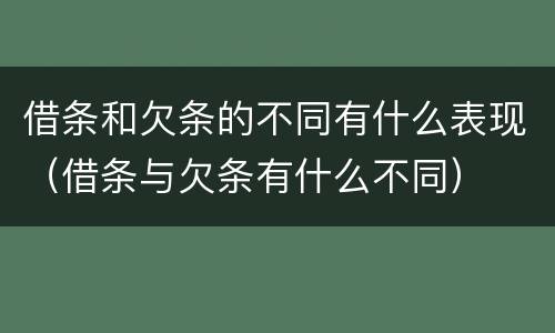 借条和欠条的不同有什么表现（借条与欠条有什么不同）