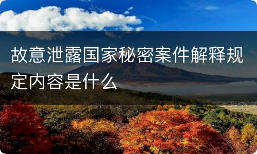 故意泄露国家秘密案件解释规定内容是什么
