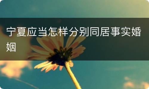 宁夏应当怎样分别同居事实婚姻