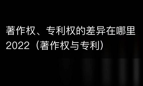 著作权、专利权的差异在哪里2022（著作权与专利）