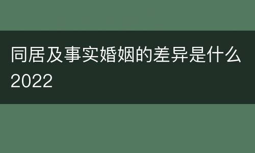 同居及事实婚姻的差异是什么2022