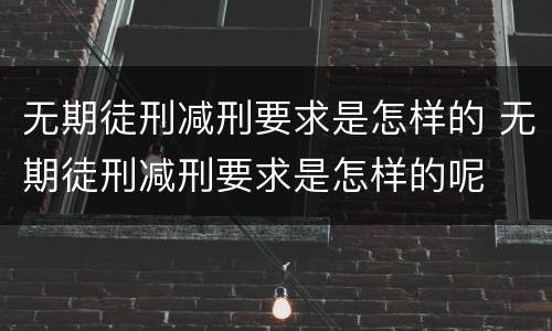无期徒刑减刑要求是怎样的 无期徒刑减刑要求是怎样的呢
