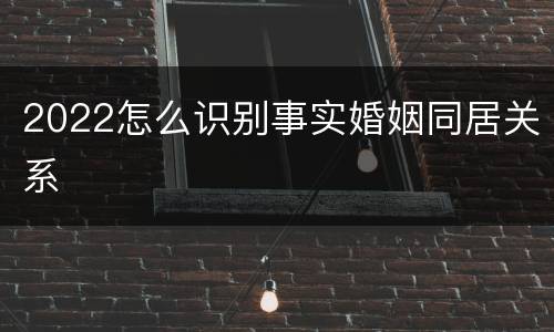 2022怎么识别事实婚姻同居关系