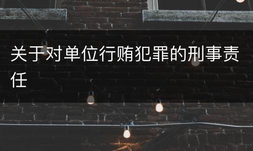 关于对单位行贿犯罪的刑事责任