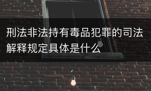 刑法非法持有毒品犯罪的司法解释规定具体是什么