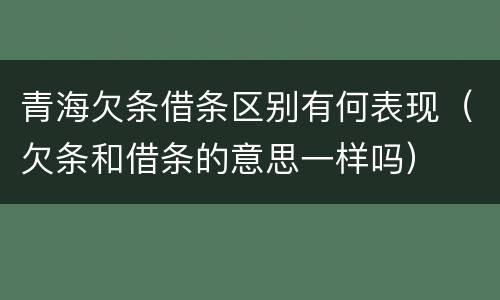 青海欠条借条区别有何表现（欠条和借条的意思一样吗）