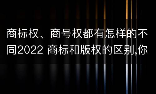 商标权、商号权都有怎样的不同2022 商标和版权的区别,你知道多少?