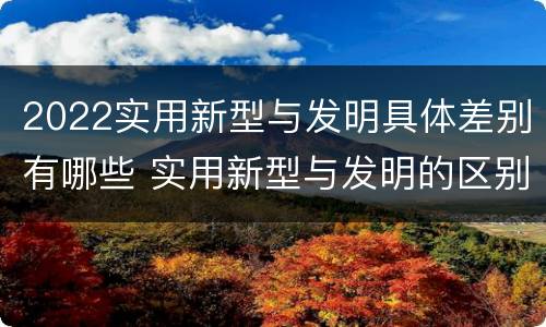 2022实用新型与发明具体差别有哪些 实用新型与发明的区别有哪些