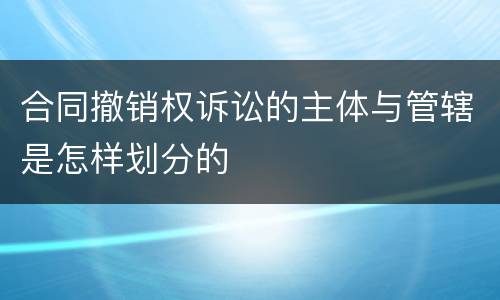 合同撤销权诉讼的主体与管辖是怎样划分的