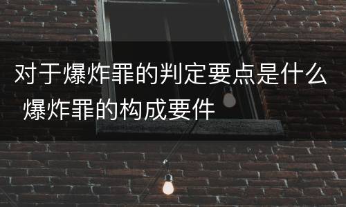 对于爆炸罪的判定要点是什么 爆炸罪的构成要件