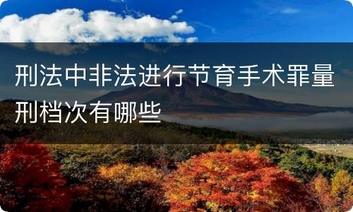 刑法中非法进行节育手术罪量刑档次有哪些