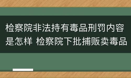 检察院非法持有毒品刑罚内容是怎样 检察院下批捕贩卖毒品罪