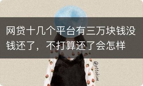 网贷十几个平台有三万块钱没钱还了，不打算还了会怎样