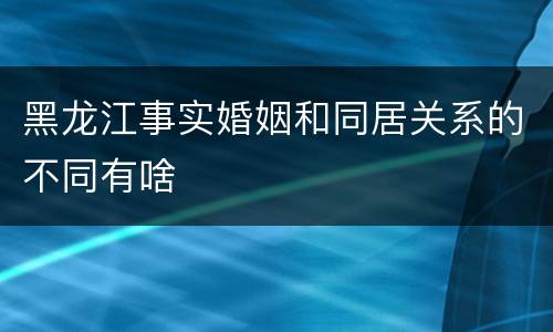 黑龙江事实婚姻和同居关系的不同有啥