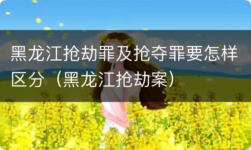 黑龙江抢劫罪及抢夺罪要怎样区分（黑龙江抢劫案）