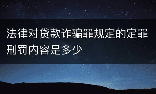 法律对贷款诈骗罪规定的定罪刑罚内容是多少