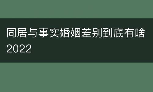 同居与事实婚姻差别到底有啥2022