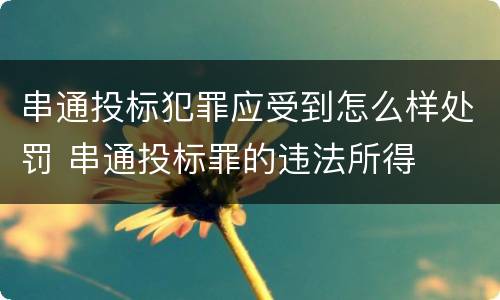串通投标犯罪应受到怎么样处罚 串通投标罪的违法所得