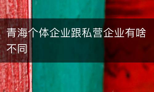 青海个体企业跟私营企业有啥不同