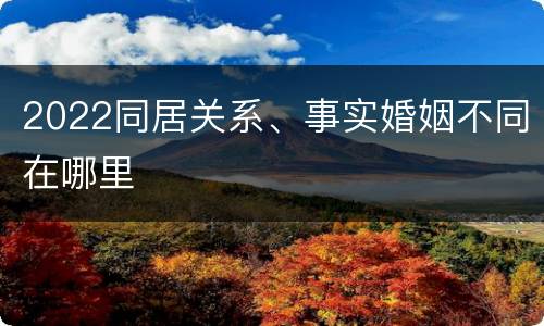 2022同居关系、事实婚姻不同在哪里