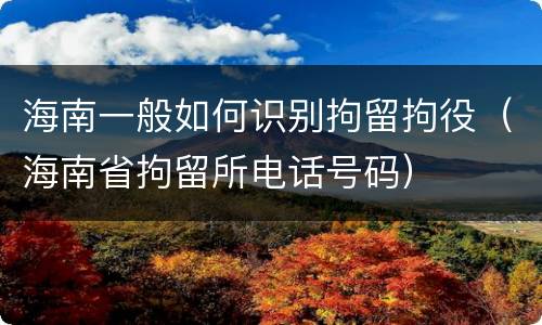 海南一般如何识别拘留拘役（海南省拘留所电话号码）