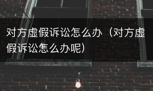 对方虚假诉讼怎么办（对方虚假诉讼怎么办呢）