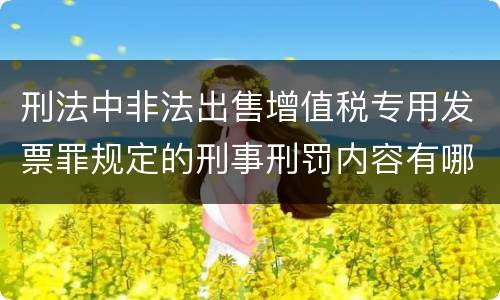 刑法中非法出售增值税专用发票罪规定的刑事刑罚内容有哪些