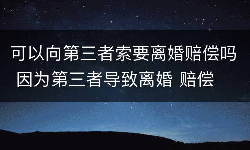 可以向第三者索要离婚赔偿吗 因为第三者导致离婚 赔偿