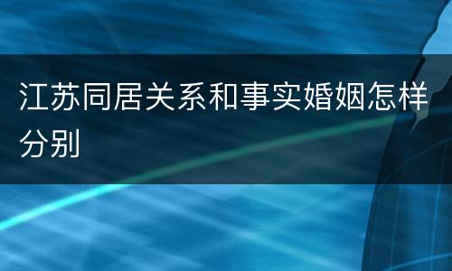 江苏同居关系和事实婚姻怎样分别