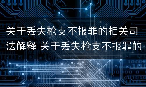关于丢失枪支不报罪的相关司法解释 关于丢失枪支不报罪的相关司法解释规定