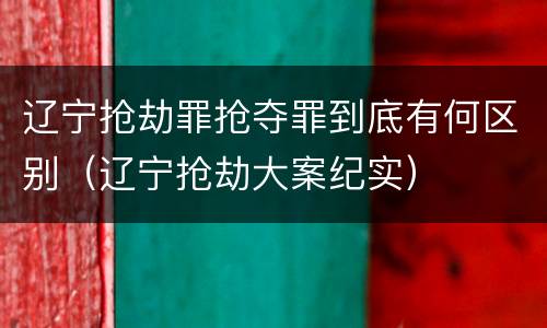 辽宁抢劫罪抢夺罪到底有何区别（辽宁抢劫大案纪实）