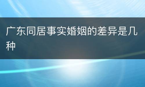 广东同居事实婚姻的差异是几种