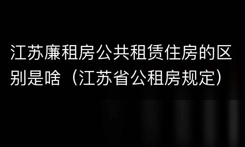 江苏廉租房公共租赁住房的区别是啥（江苏省公租房规定）