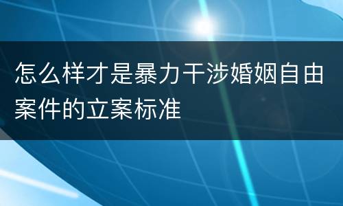 怎么样才是暴力干涉婚姻自由案件的立案标准