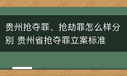 贵州抢夺罪、抢劫罪怎么样分别 贵州省抢夺罪立案标准