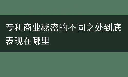 专利商业秘密的不同之处到底表现在哪里