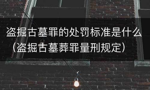 盗掘古墓罪的处罚标准是什么（盗掘古墓葬罪量刑规定）