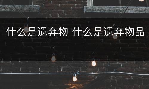 什么是遗弃物 什么是遗弃物品