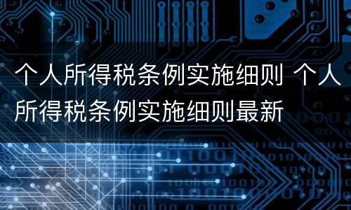 个人所得税条例实施细则 个人所得税条例实施细则最新
