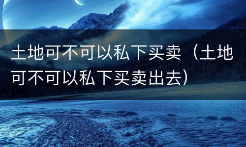 土地可不可以私下买卖（土地可不可以私下买卖出去）