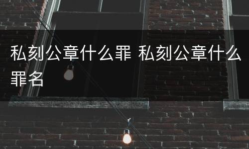 私刻公章什么罪 私刻公章什么罪名