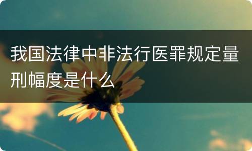 我国法律中非法行医罪规定量刑幅度是什么