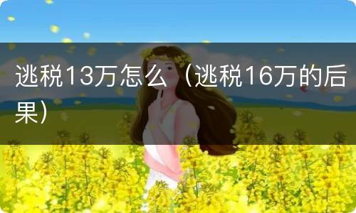 逃税13万怎么（逃税16万的后果）
