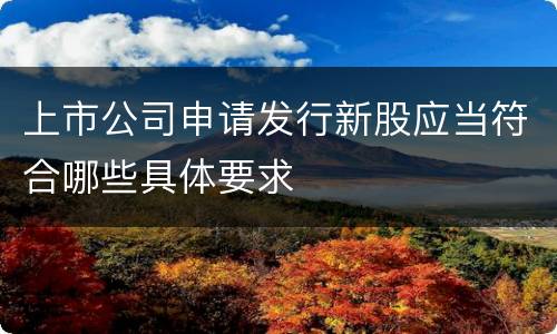 上市公司申请发行新股应当符合哪些具体要求