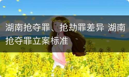 湖南抢夺罪、抢劫罪差异 湖南抢夺罪立案标准