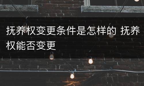 抚养权变更条件是怎样的 抚养权能否变更