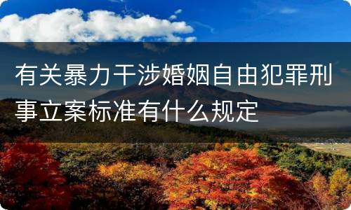 有关暴力干涉婚姻自由犯罪刑事立案标准有什么规定