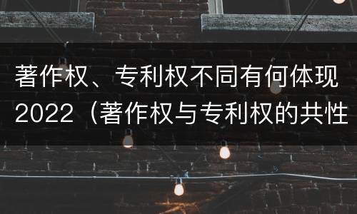 著作权、专利权不同有何体现2022（著作权与专利权的共性有）